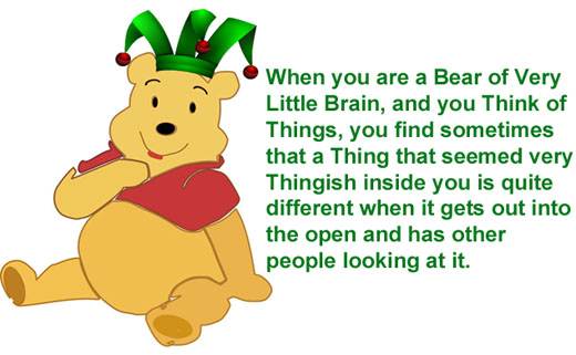 pooh with hat and quote